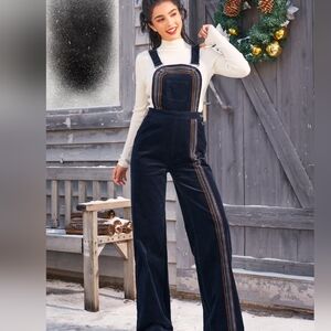 NWT Mod Cloth Rainbow With Me Retro Cottagecore Navy Corduroy Overalls Pants 16